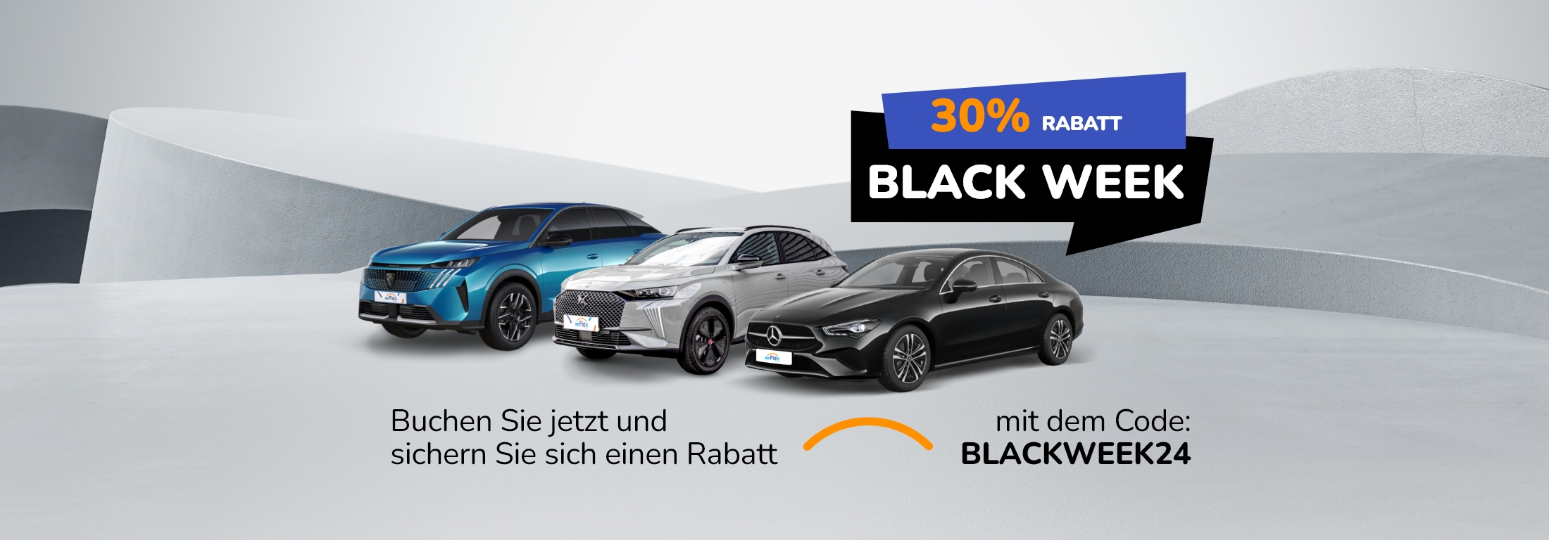 BLACK WEEK bei Flex To Go - 30% Rabatt auf die Autovermietung!