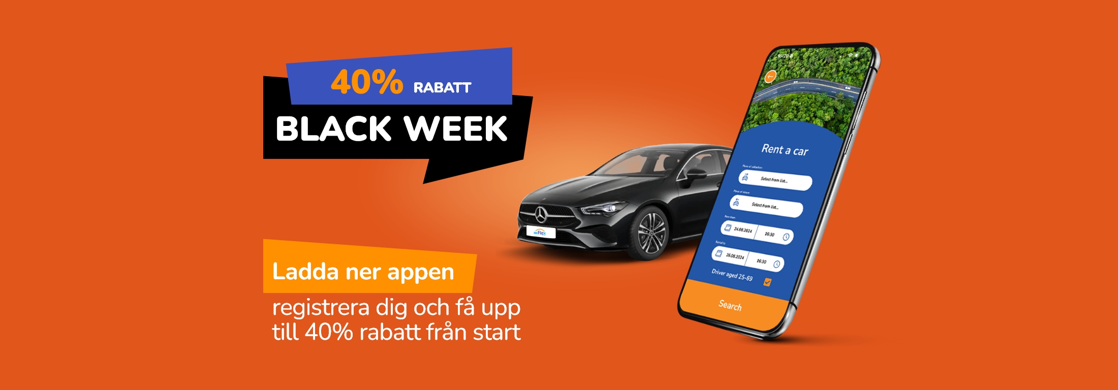 BLACK WEEK hos Flex To Go - 40% rabatt vid start med appen!