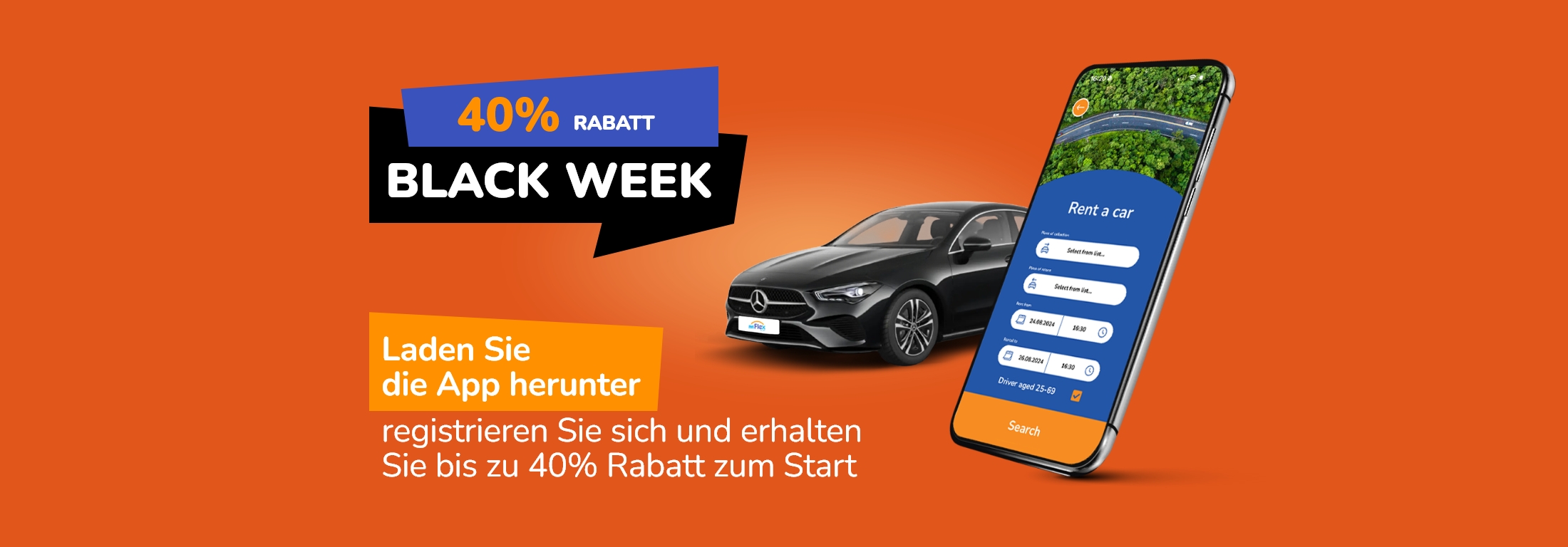 BLACK WEEK bei Flex To Go - 40% Rabatt zum Start mit der App!