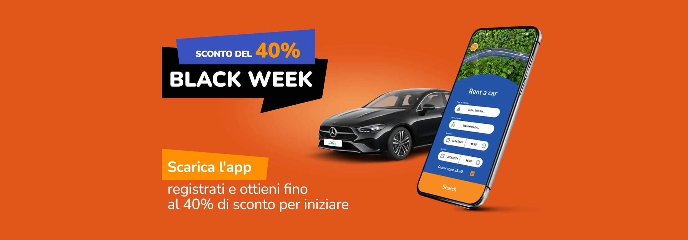 BLACK WEEK da Flex To Go - 40% di sconto all'inizio con l'app!