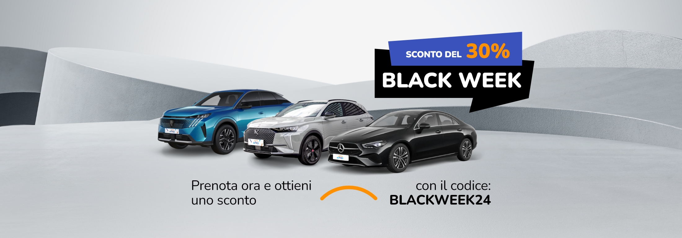 BLACK WEEK da Flex To Go - 30% di sconto sul noleggio auto!